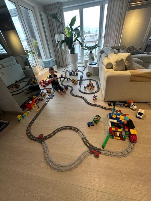 Lego Duplo mega zestaw XXL pociągi tory mosty auta zwierzątka ludziki