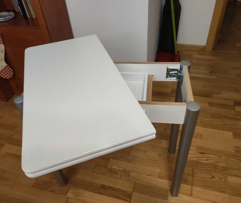 Mesa desdobrável branca com gaveta de cozinha jantar 80 x 40 a 80 x 78