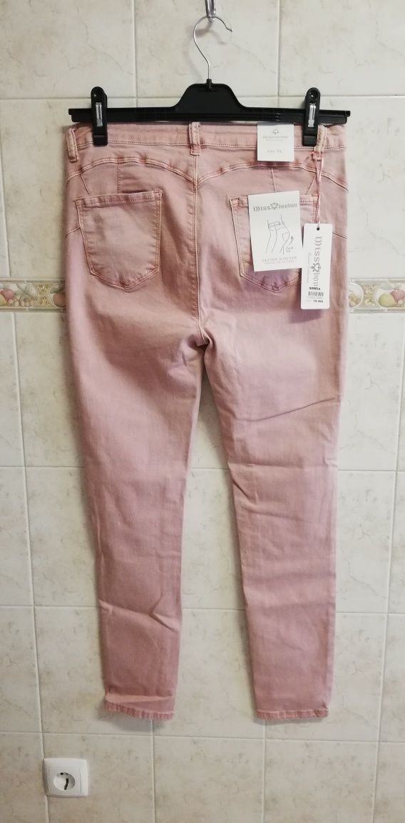 Calças ganga, rosa L/XL, novas