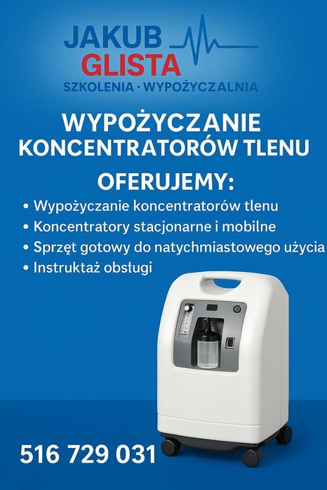 Koncentratory  tlenu  stacjonarne i mobilne, wypożyczenie