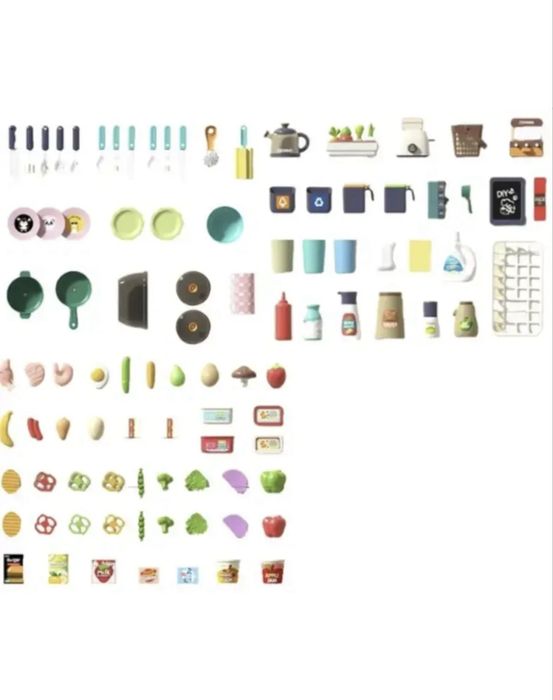 Дитяча кухня ігрова,інтерактивна з парою та водою,101 деталь