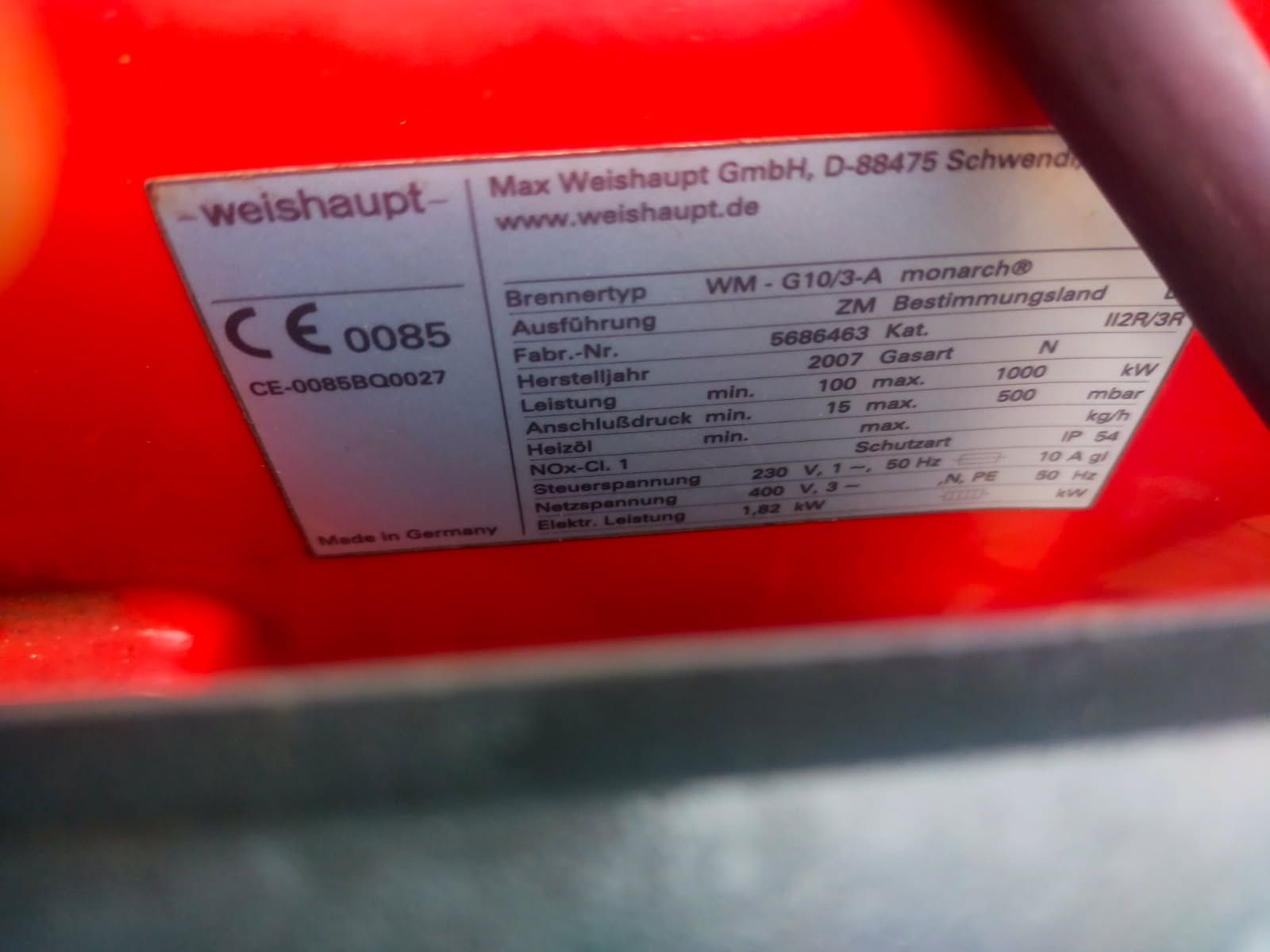 Palnik weishaupt wm-g10/3a 1000kw do suszarni itp
