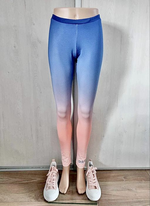 Legginsy damskie Adidas Neo niebiesko różowe ombre w centki XS/S