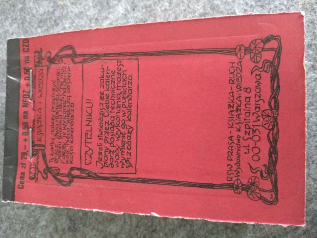 Kalendarz zdzierak Książka I Wiedzą 1985 stan igła