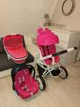 Wozek 3w1 Quinny Moodd rozowy + nowe ubranko myszka  Mini minnie dasze