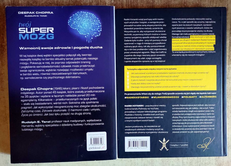 Twój super mózg Deepak Chopra + Włam się do mózgu Radek Kotarski