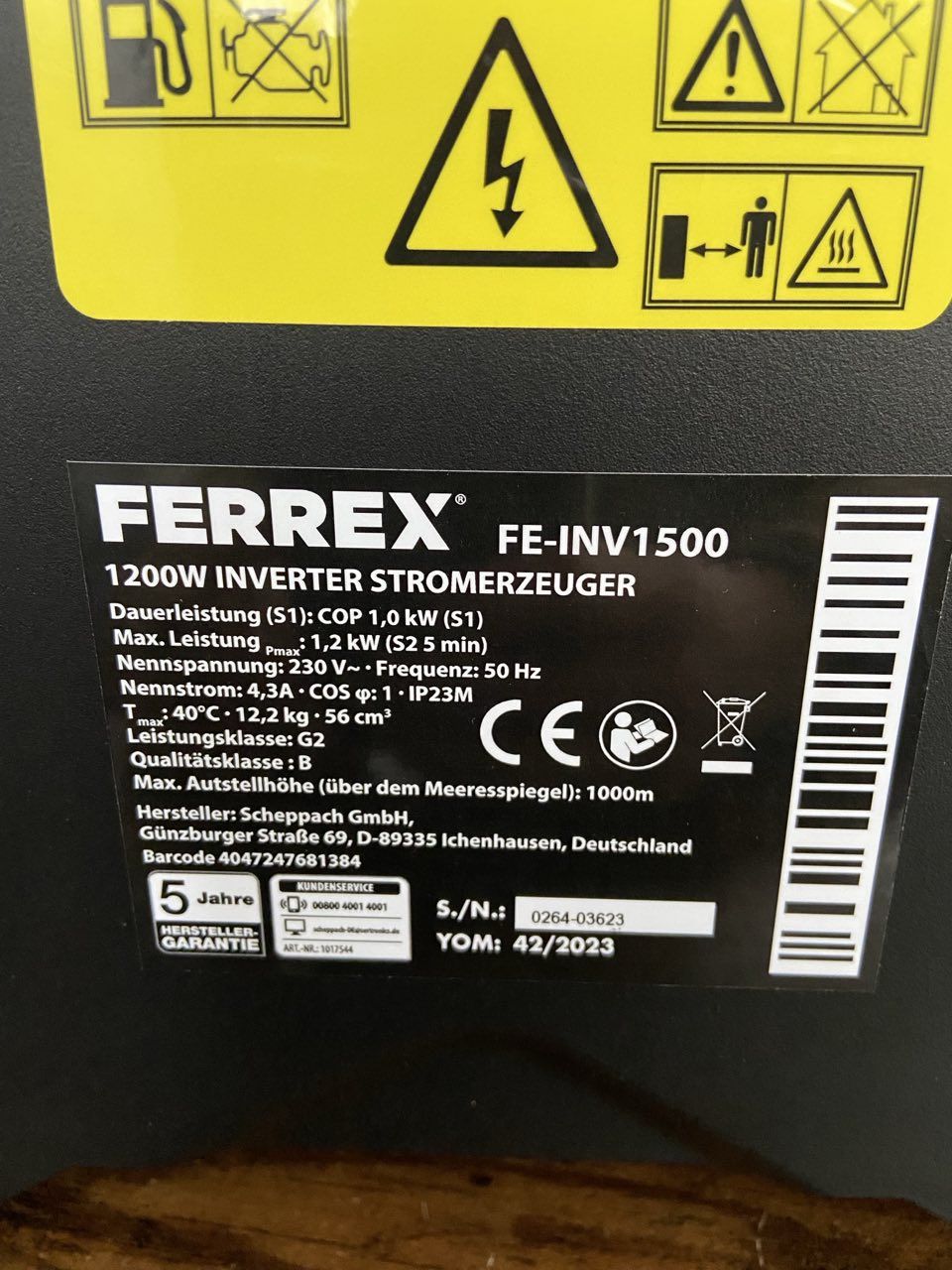 Генератор інверторний, Ferrex, Parkside, 1.2кв. Німеччина