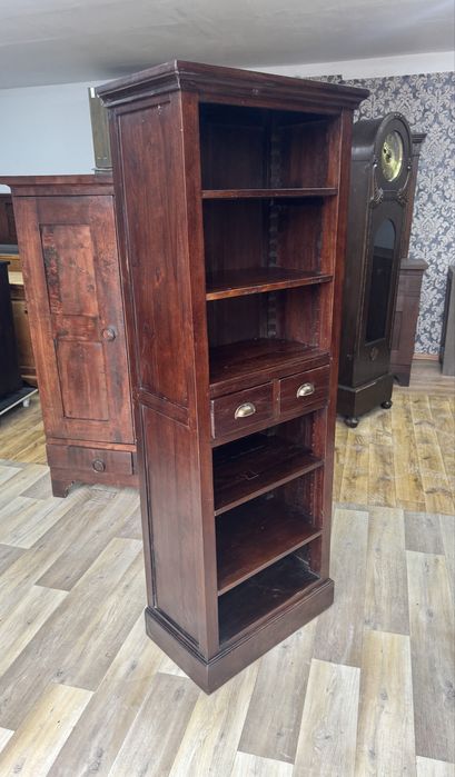 Regał z drewna, biblioteczka kolonialna, rustykalna, vintage