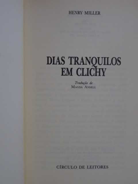 Dias Tranquilos em Clichy de Henry Miller