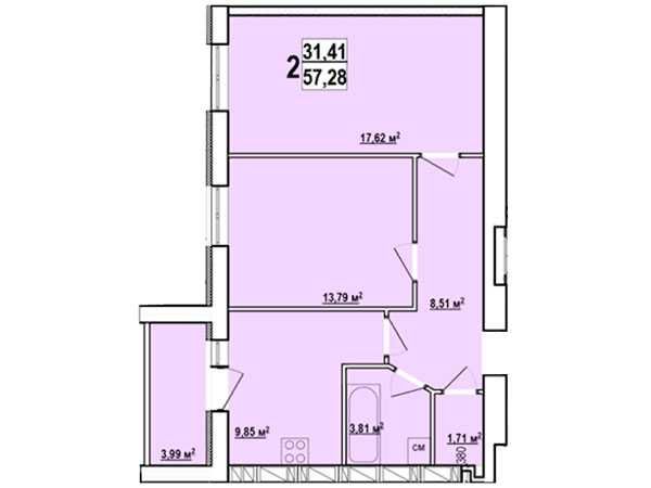 Актуально ЖК Мира-3 Продам 2-х комнатную квартиру 57м2 GS