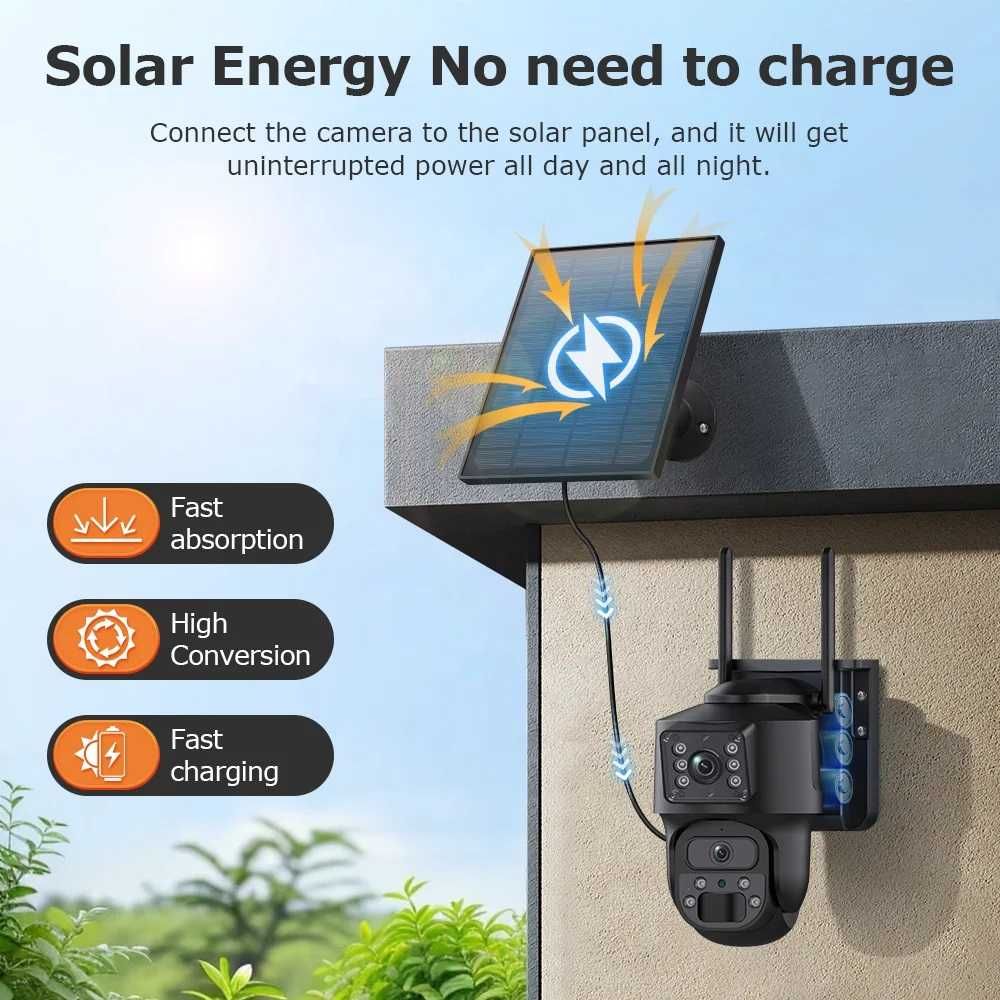 FOTOPUŁAPKA Kamera 8MP Dual GSM SIM SOLAR 4G PTZ podgląd na telefon