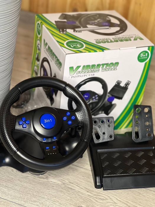 Ігрове кермо з педалями Vibrating Wheel PS3 PC USB
