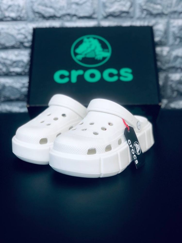 Белые кроксы на платформе / Крокс белые / білі крокси / Crocs Platform