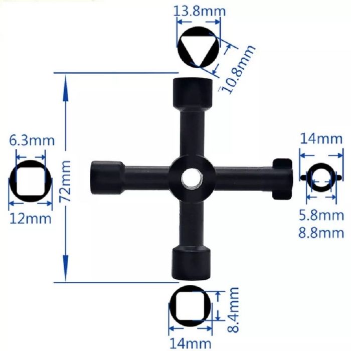 Chave Cruz 4 em 1 Triangular / Quadrada Contador Gás e Água e Elevador