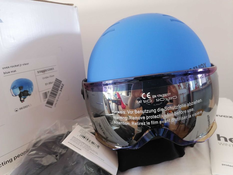 Kask narciarski dziecięcy Uvex Rocket Jr Visor Blue Mat S 51-55cm