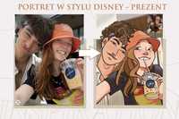 Portret obraz w stylu Disney - prezent urodzinowy, dla pary, profilowe