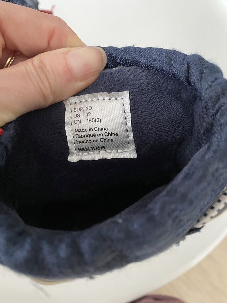 Buty na zimę śniegowce H&M 30 wodoodporne granatowe wysokie zciagane
