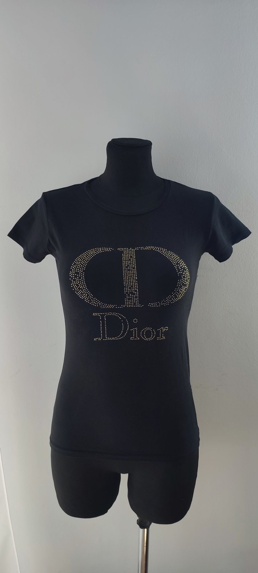 Dior koszulka damska czarna cekiny S 36