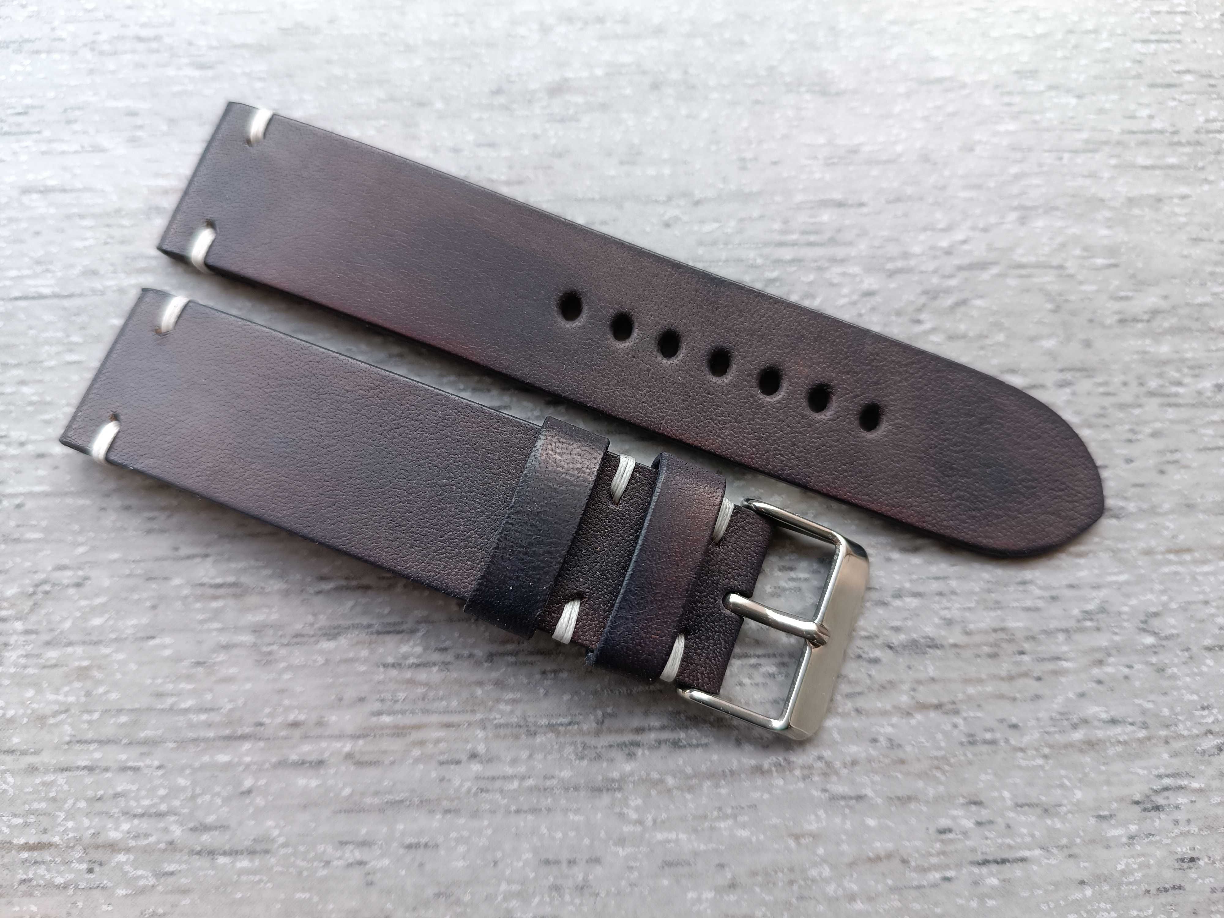 Szary skórzany pasek zegarka 20 mm