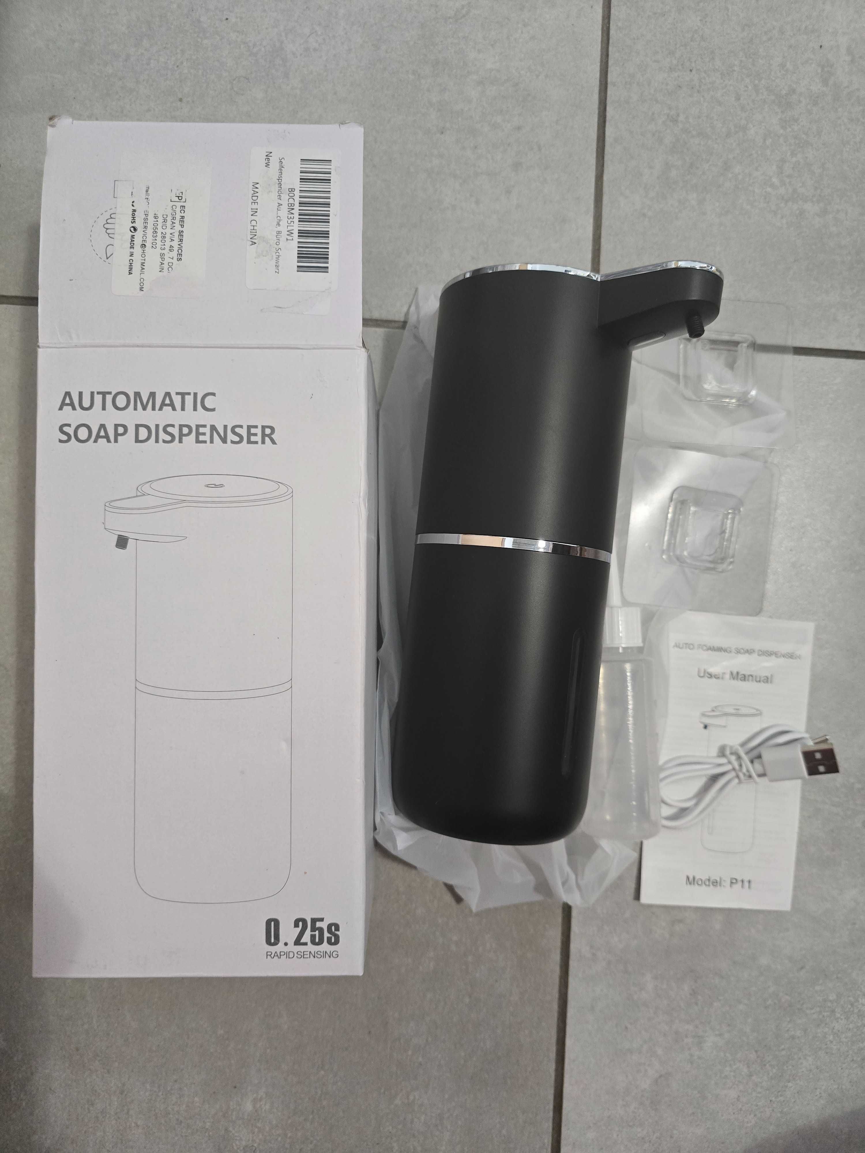 P11 Automatyczny Dozownik MYDŁA z SENSOREM PODCZERWIENI I USB, Czarny