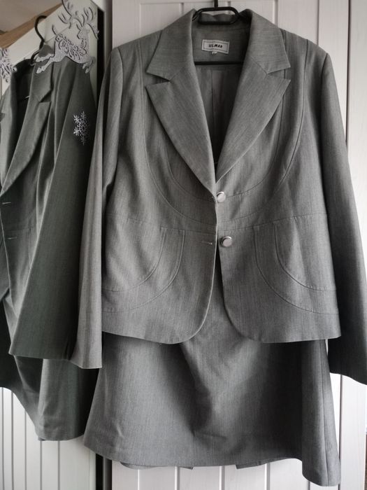 Żakiet spódnica garsonka szara 46