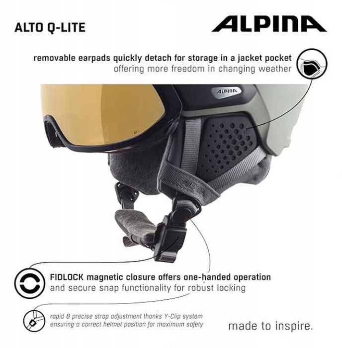Kask narciarski ALPINA ALTO Q-LITE z przyłbicą Rozm. M 55-59 cm