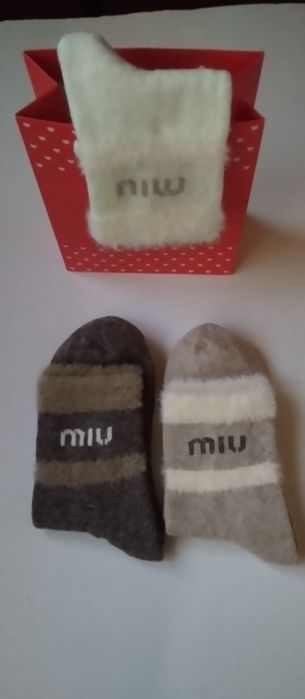 Шкарпетки теплі з вовною Miu молочні бежеві кавові