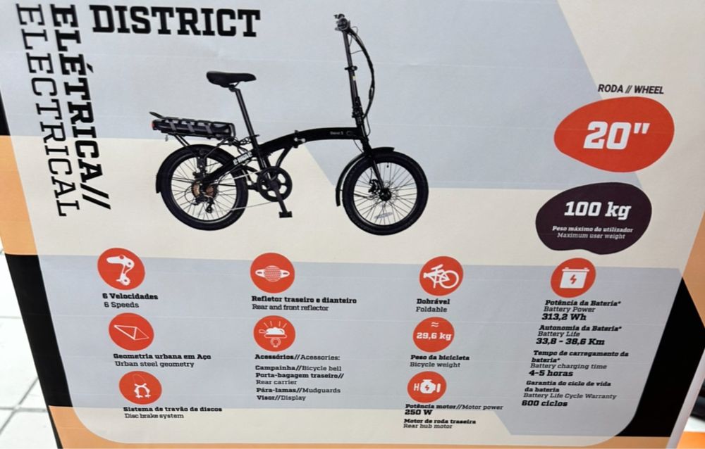 Nova - Bicicleta Elétrica Dobrável Berg Roda 20''