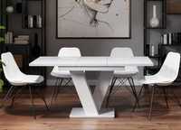 Stół biały połysk do salonu stół rozkładany 120-160cm na wysoki połysk