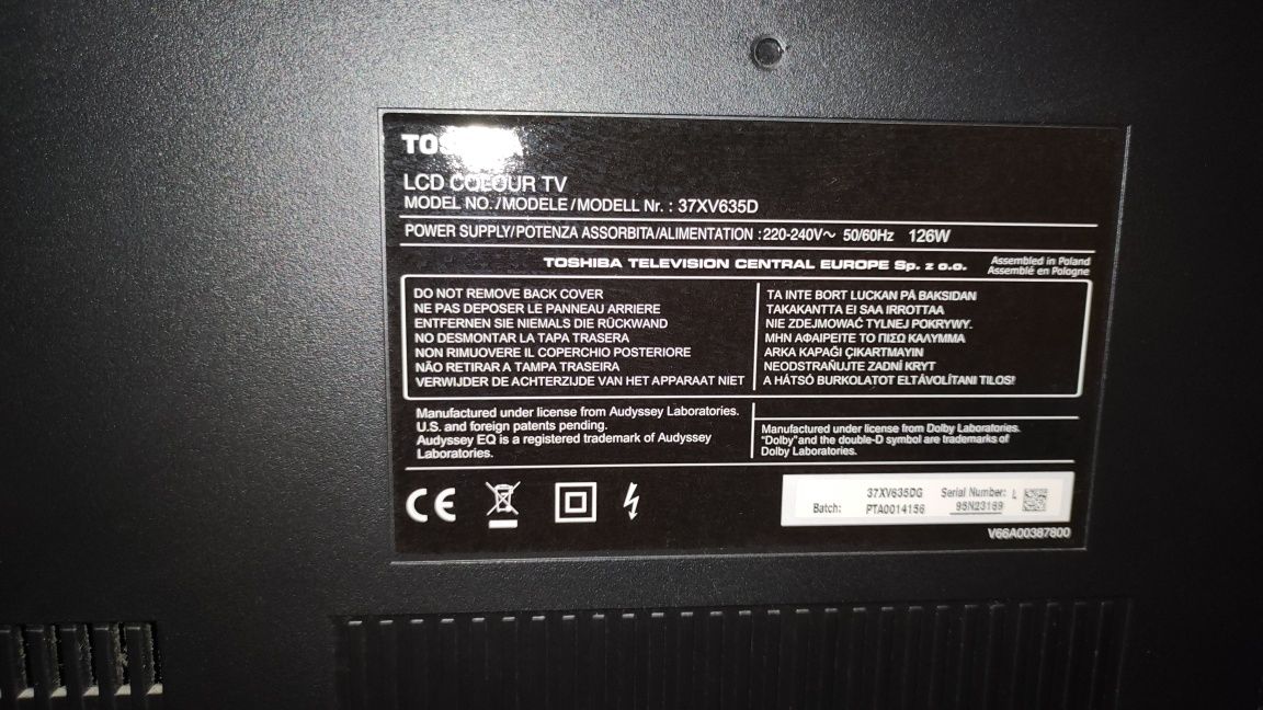 Telewizor Toshiba 37 cali 37XV635D