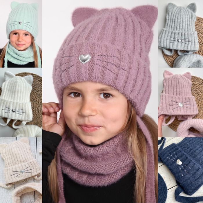 Дитяча зимова шапка на флісі для дівчинки від 3 років 50 52 54
