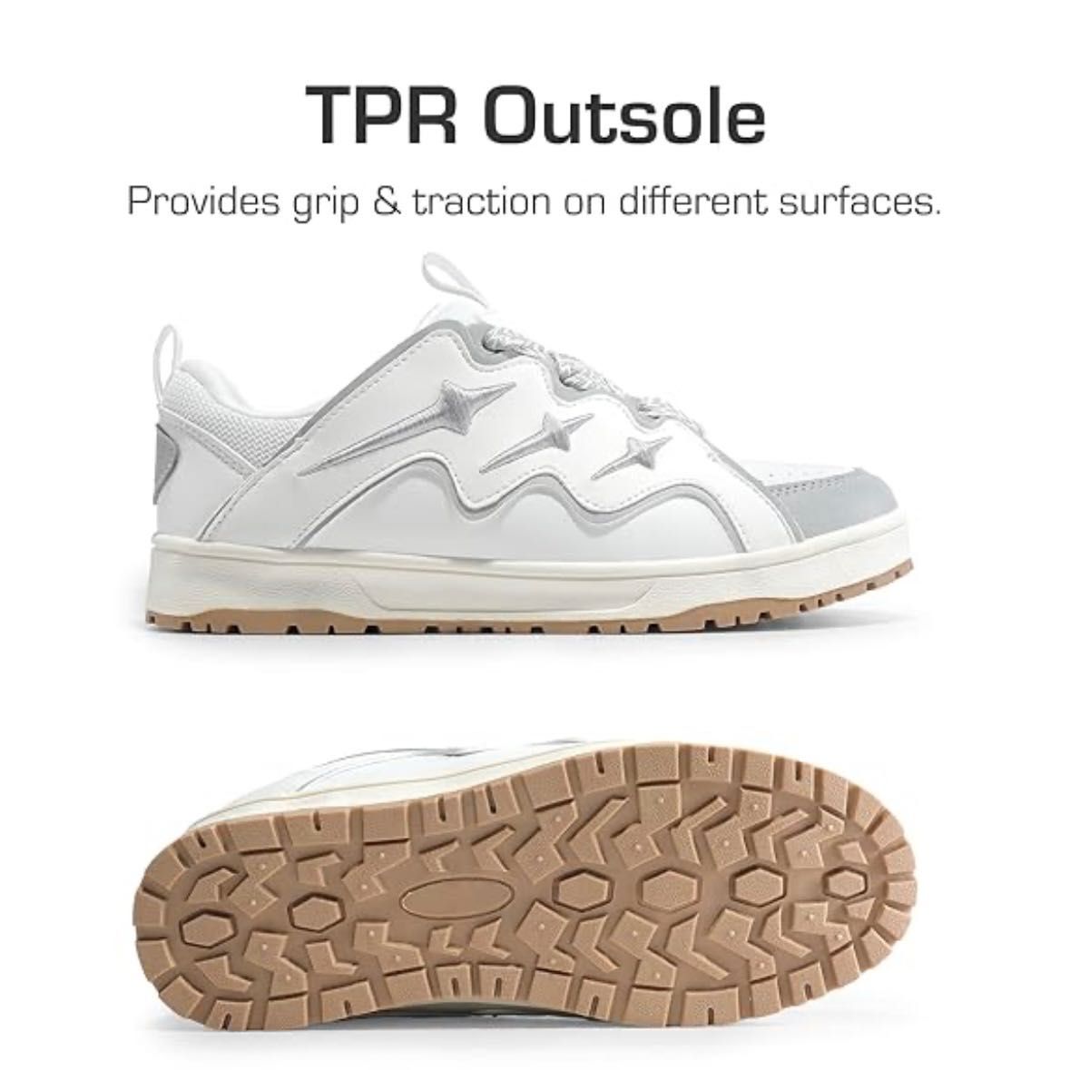 Nowe sneakersy damskie DREAM PAIRS podeszwa TPR białe srebrne  37,5