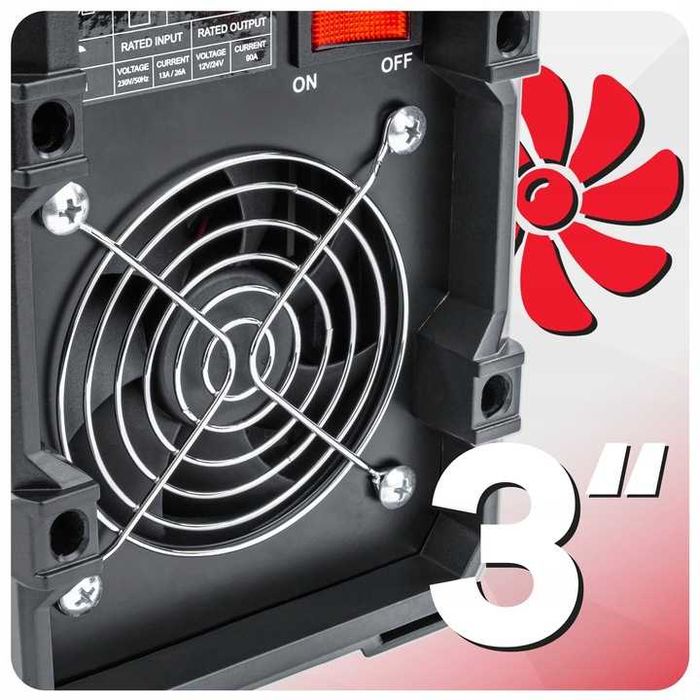 Prostownik inwertorowy akumulatorowy z rozruchem 600a 12/24v 90a