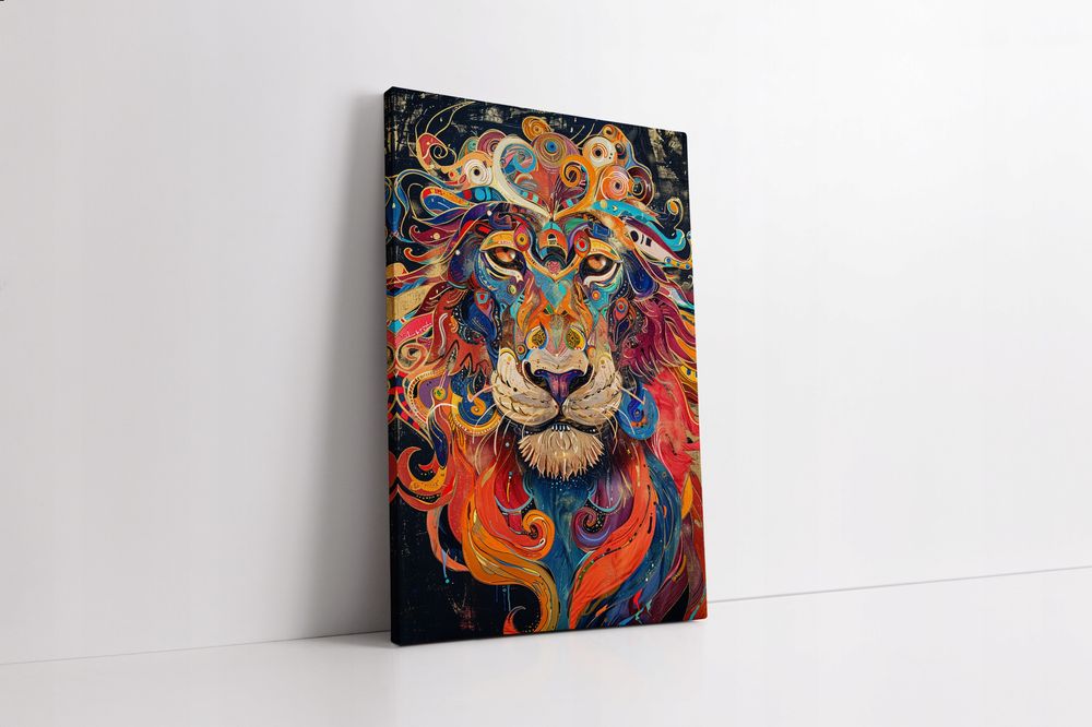 Obraz na płótnie Kolorowy Lew 70x100 cm w Nowoczesnym Stylu