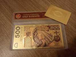 Złoty banknot kolekcjonerski 500zł królowa Jadwiga + certyfikat