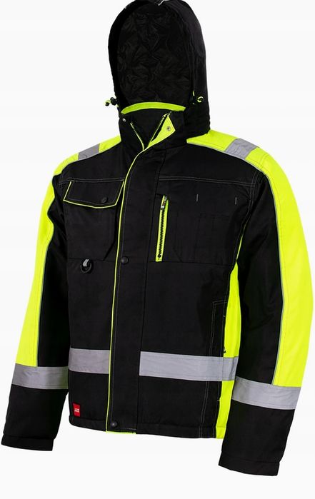 Kurtka Robocza Ocieplana zimowa Odblaskowa z kapturem 4XL s-5xl