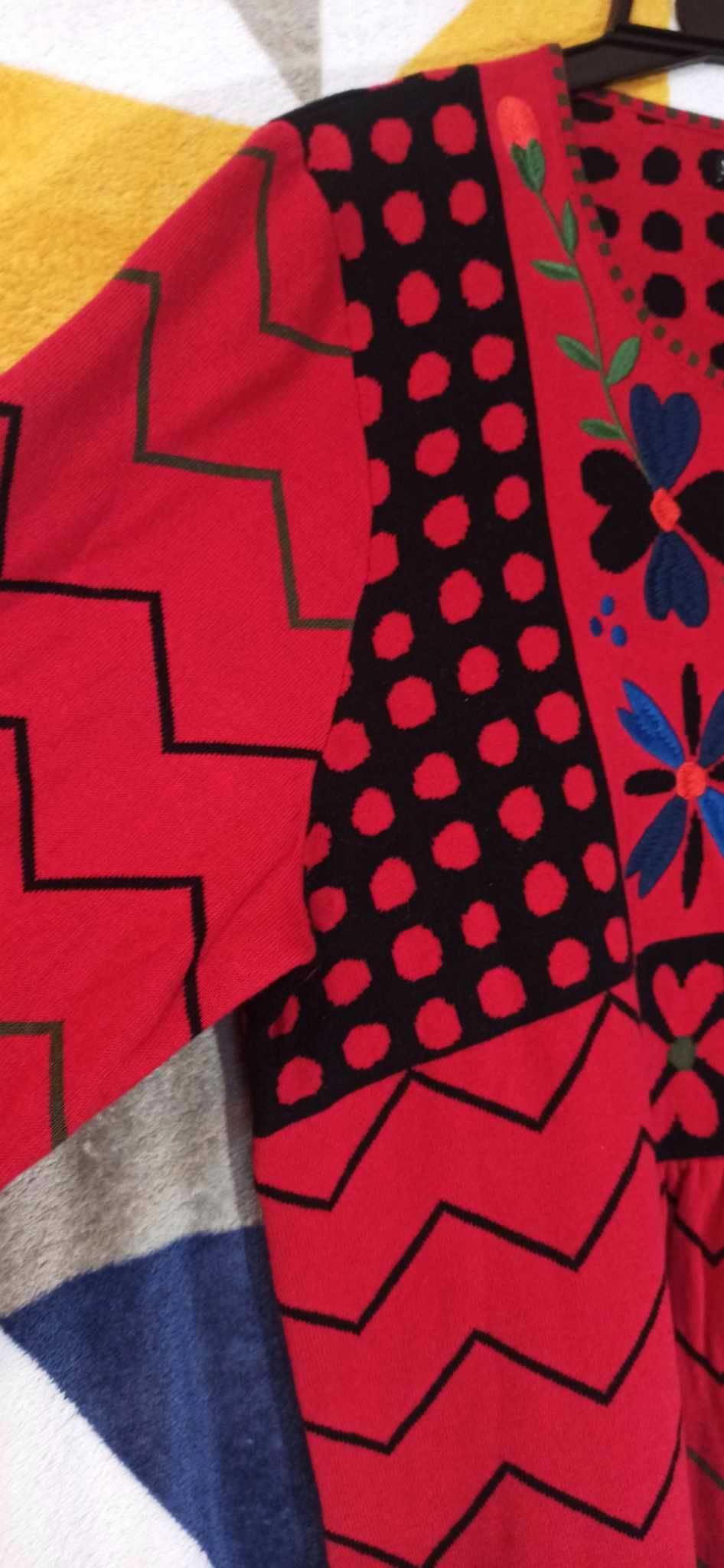 Sweter kardigan damski wiosenny bawełniany L kolorowy wzorzysty  etno