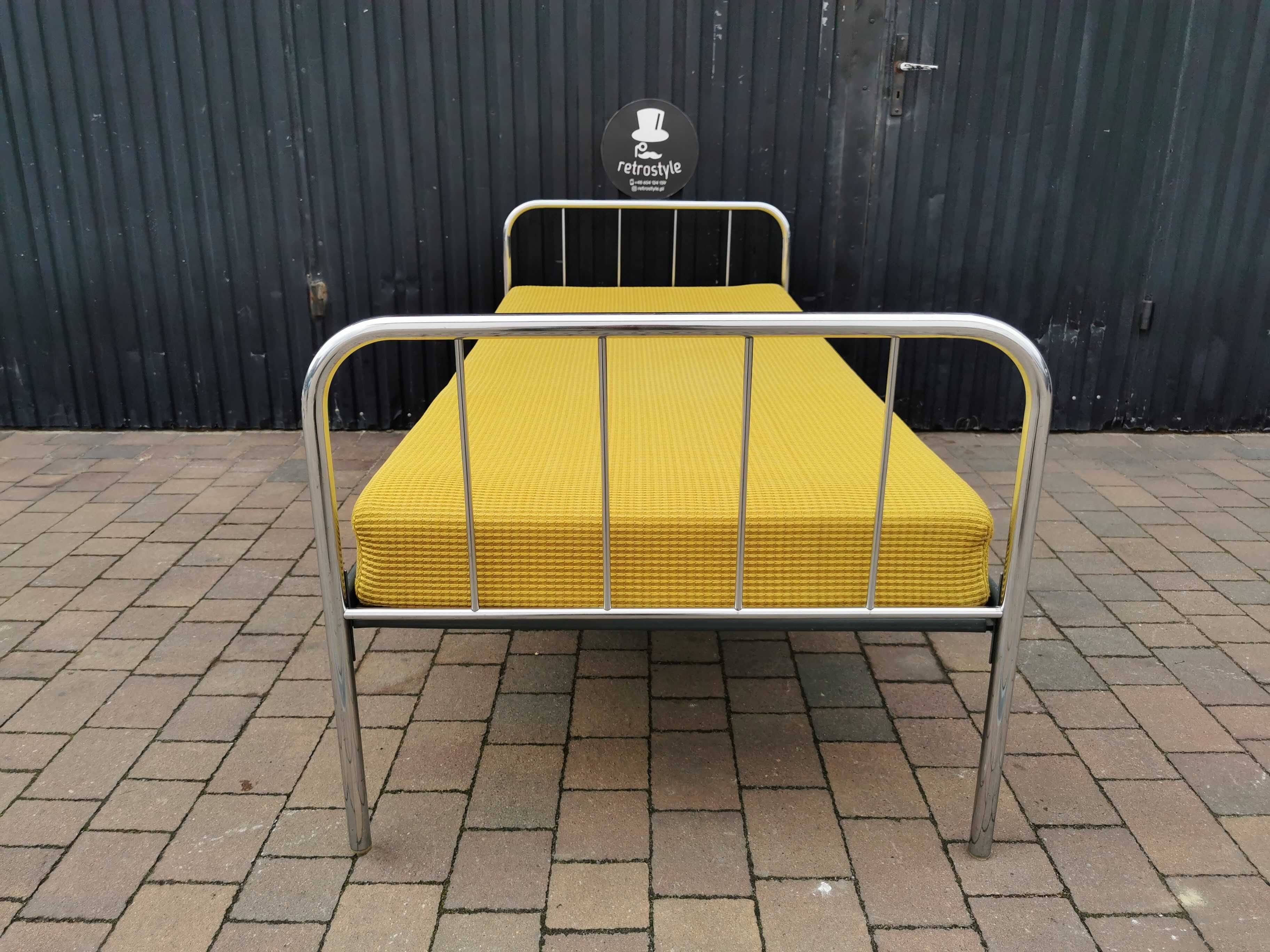 Łóżko chrom KOVONA, Czechosłowacja '60, BAUCHAUS, PRL design, RETRO