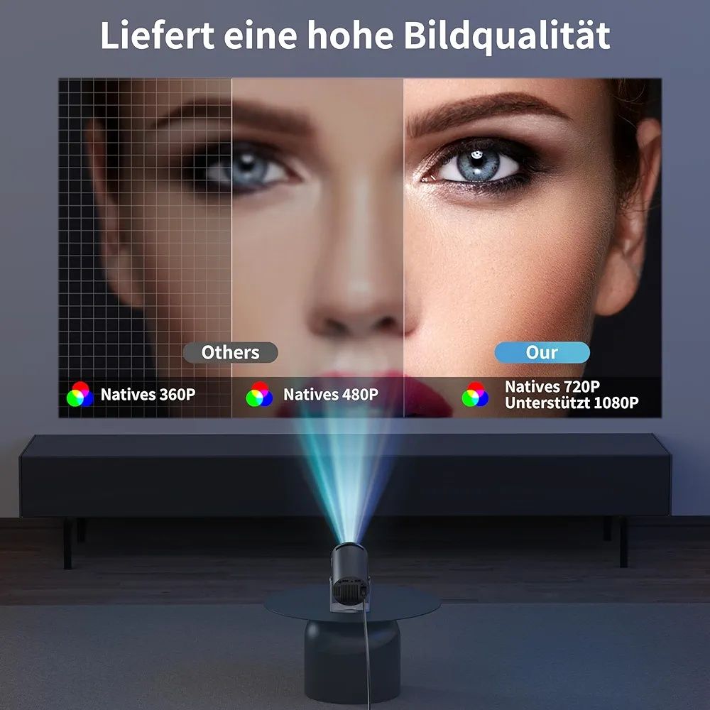 Mini Projektor 4K 130" Android 11 WiFi6 BT5.2 180° Zoom Stalowo-szary