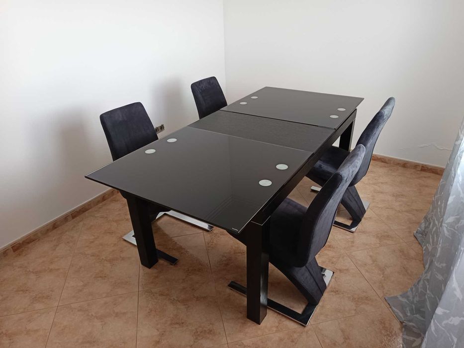 Mesa Sala Jantar - Vidro Temperado - Inclui 4 Cadeiras - Como NOVO