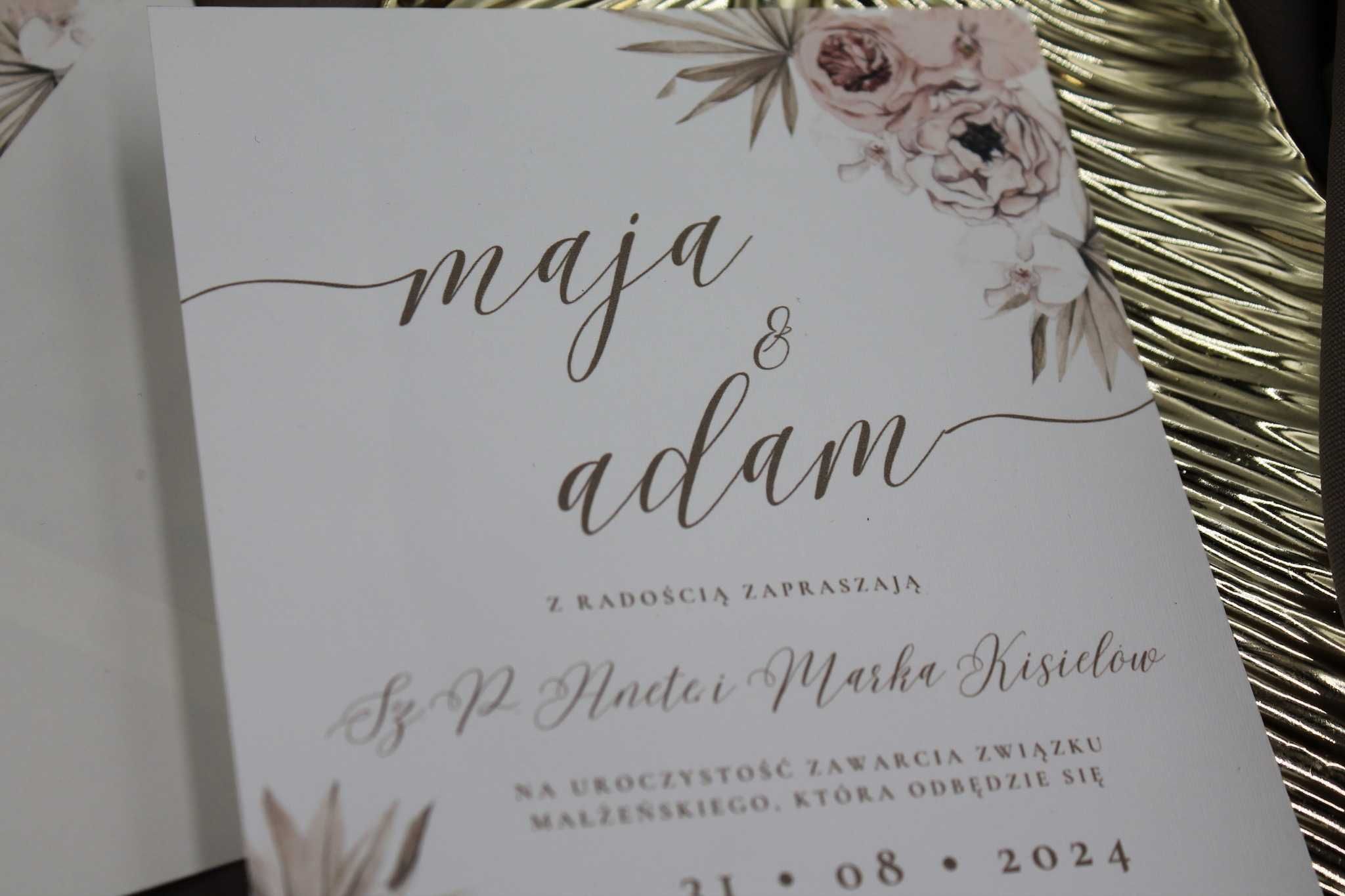 Zaproszenie Ślubne z kopertą z wkładką motyw kwiatów