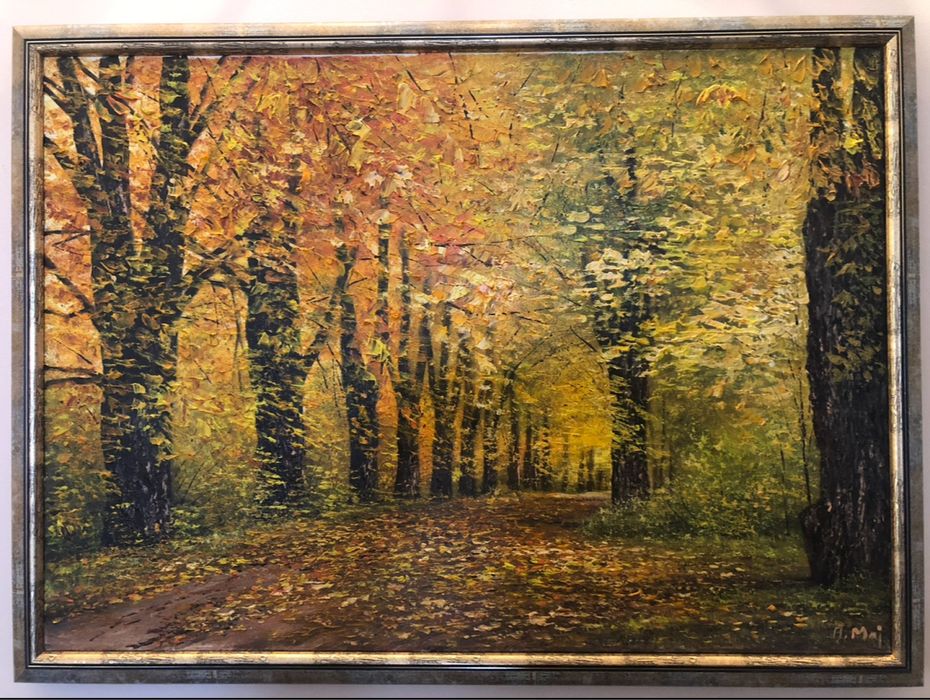 Obraz „Jesień w parku” olejny na płótnie w drewnianej ramie
