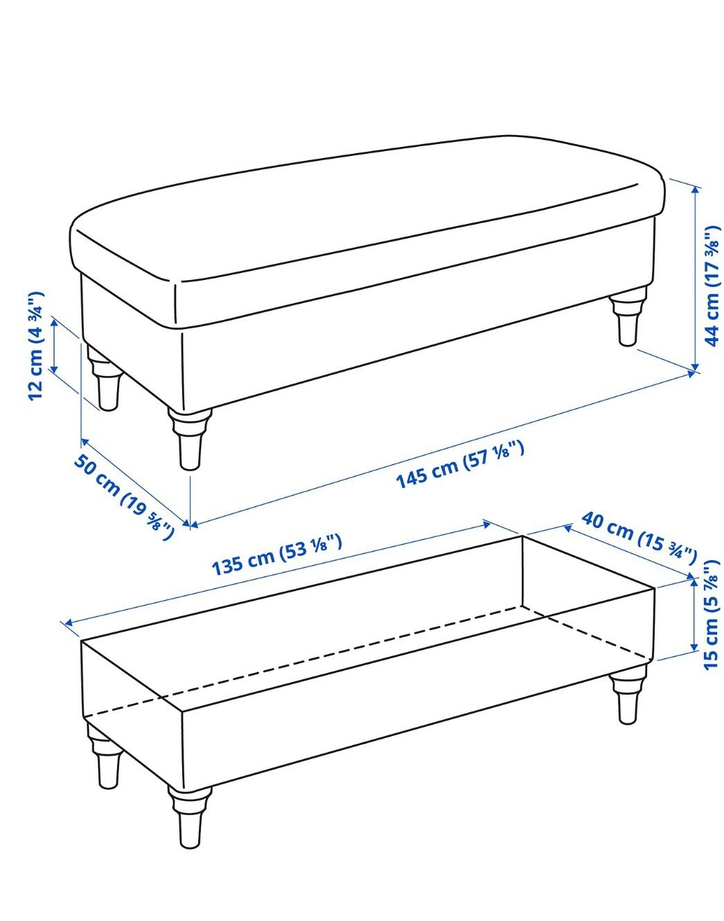 Ławka retro boucle z pojemnikiem Esseboda IKEA nowa