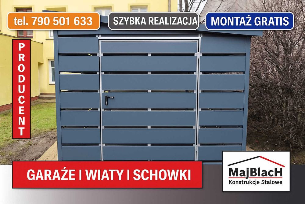GRAFIT - Wiata śmietnikowa – Altana na śmieci Garaże Garaż – Maj-Blach