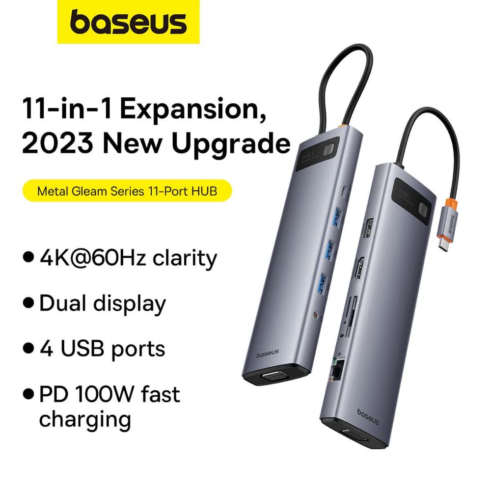 USB Type-C Хаб Baseus 11-in1 Metal Gleam Series Multifunctional HUB