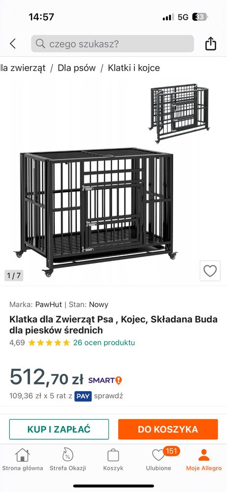 Klatka dla Zwierząt Psa , Kojec, Składana Buda dla piesków średnich