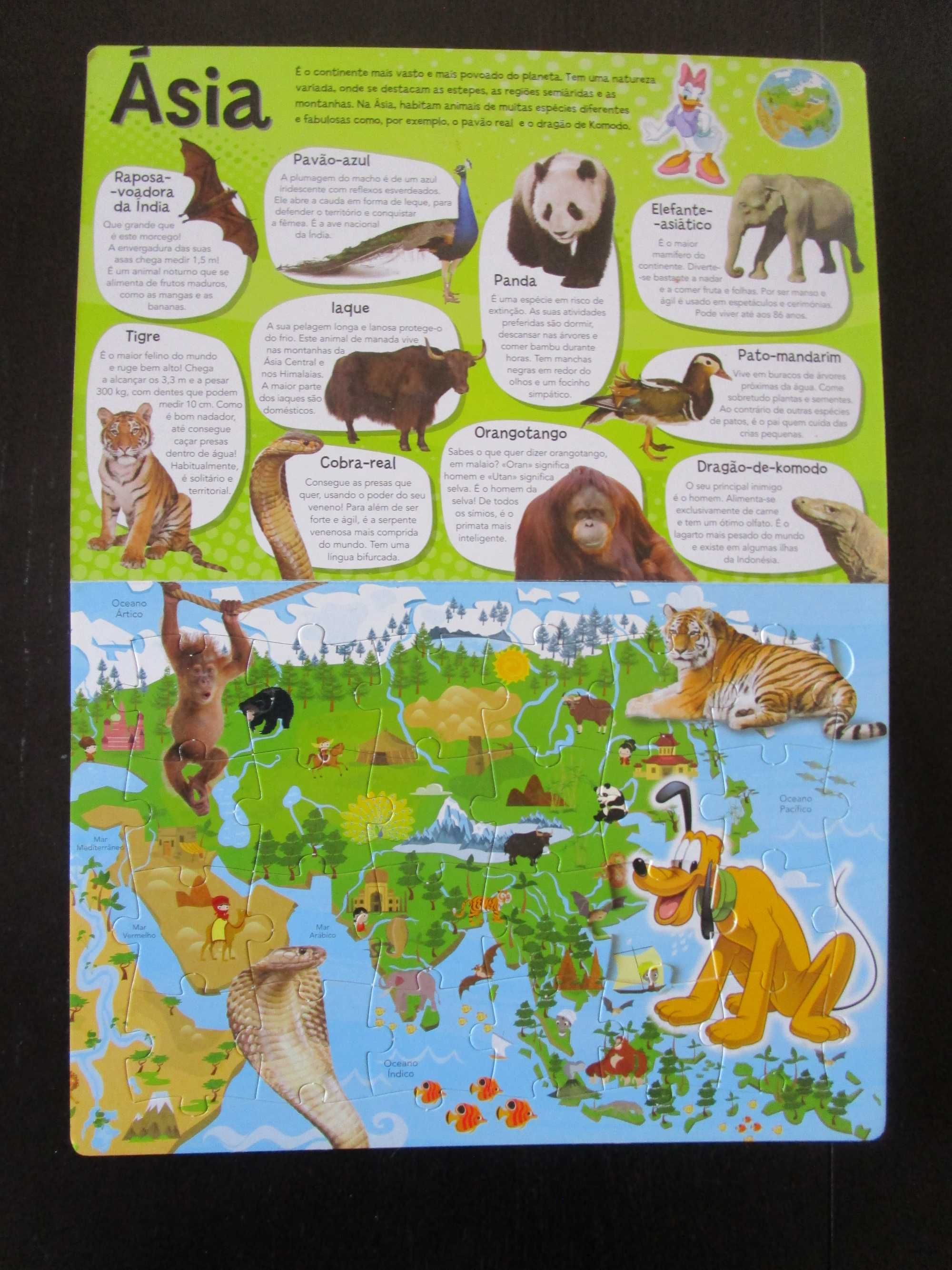 "Atlas do mundo animal", da Disney, em muito bom estado, com 4 puzzles