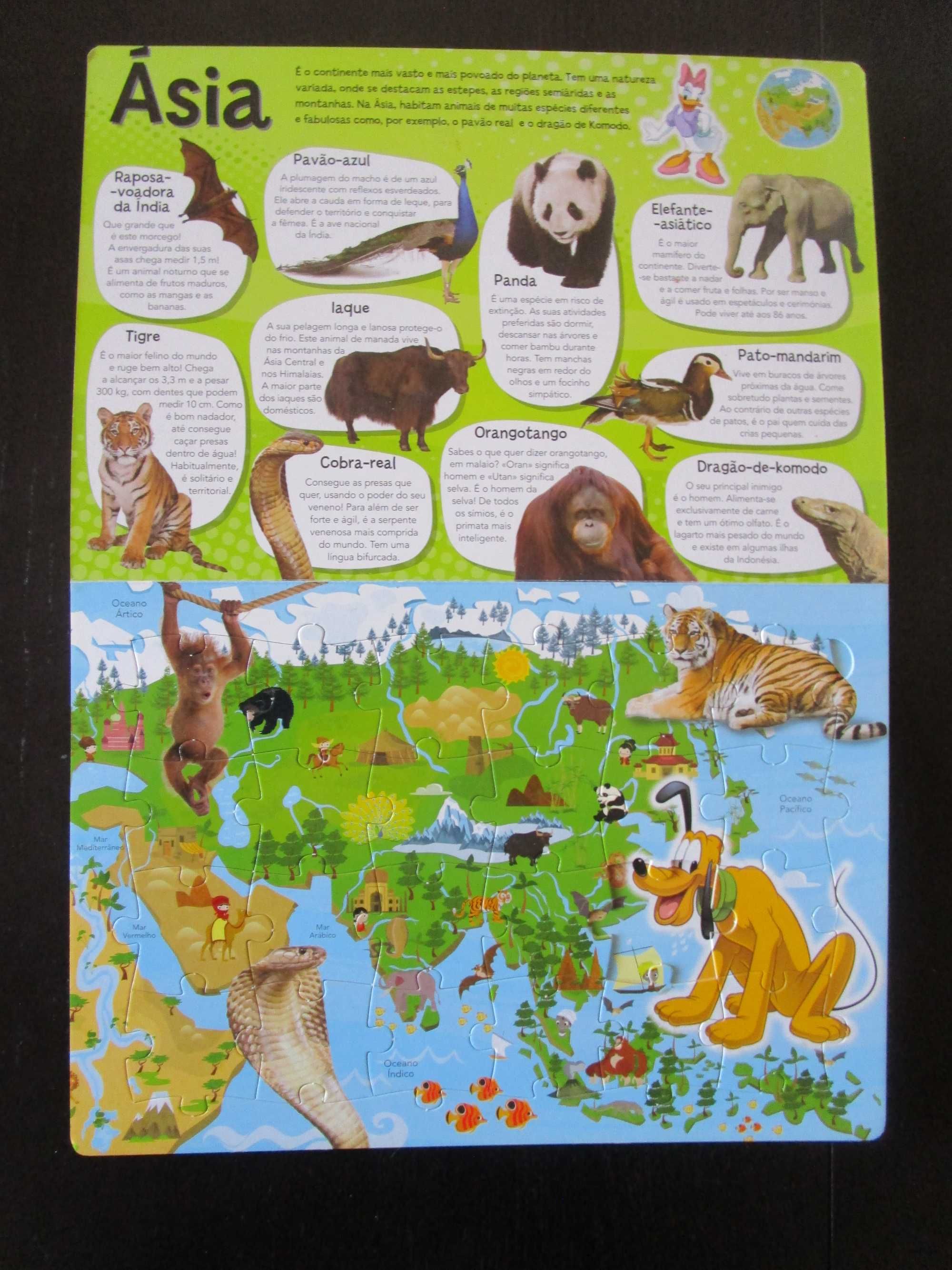 "Atlas do mundo animal", da Disney, em muito bom estado, com 4 puzzles