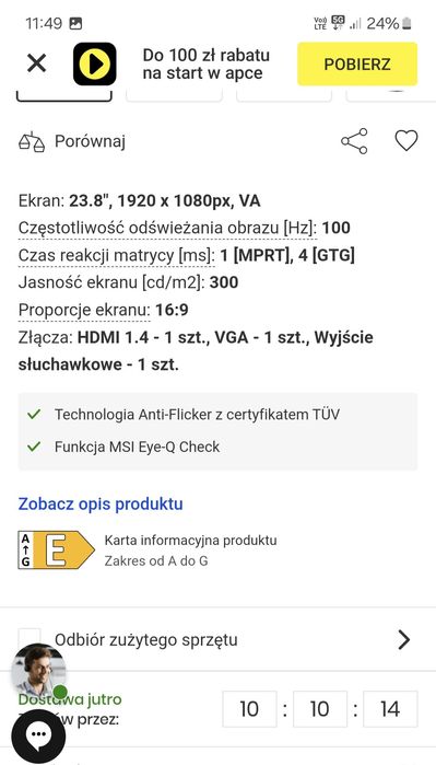 Monitor MSI nowy