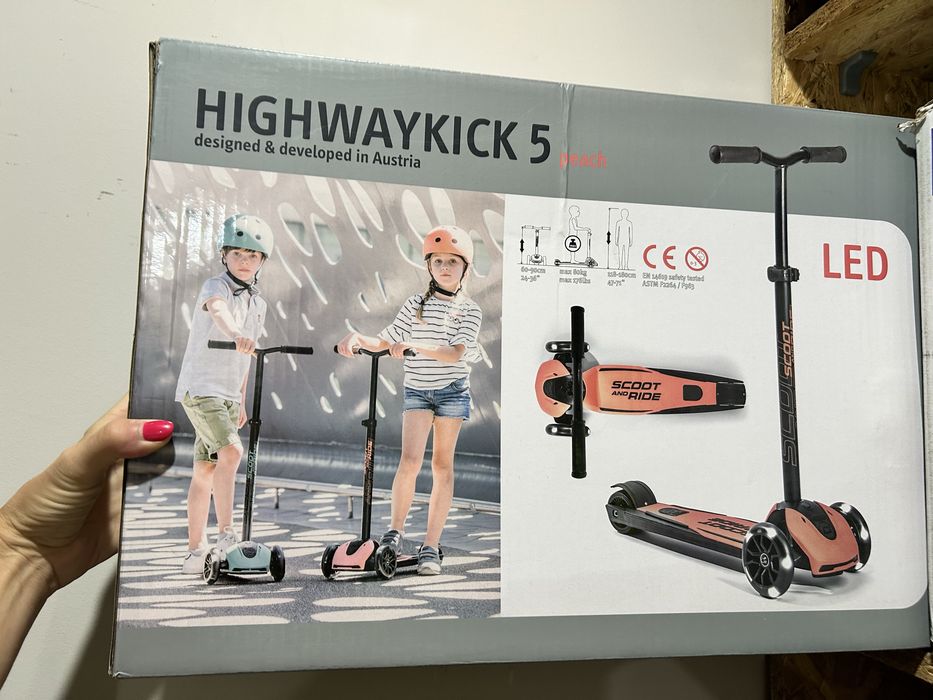 Hulajnoga scoot&ride 5 peach led